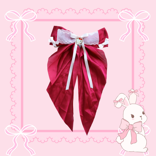 Red Satin Hello Kitty Bow