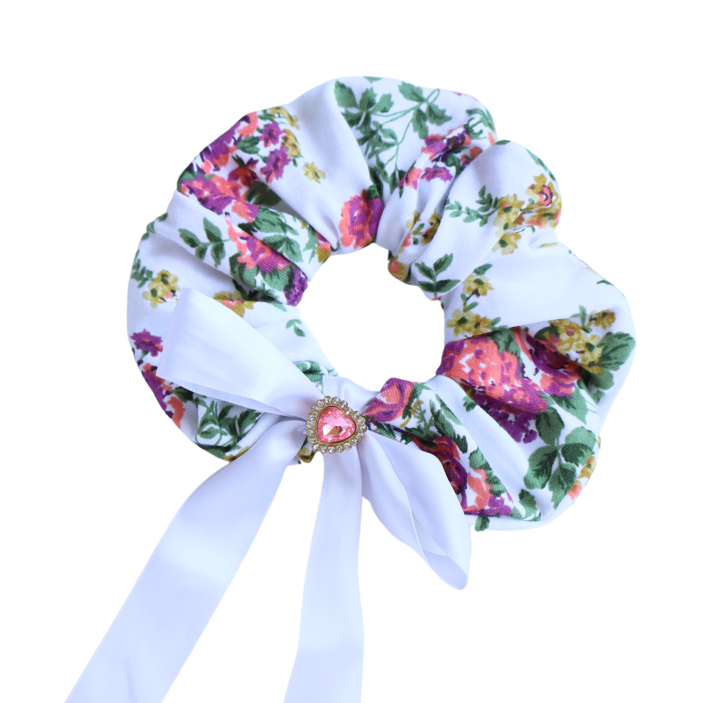 White Floral Scrunchie Regular Size