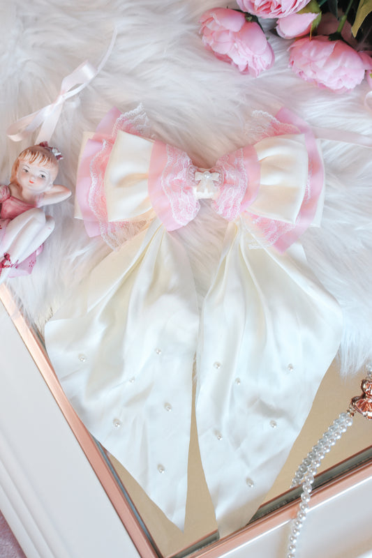 Cream & Pink Bow