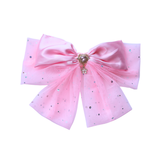 Pink Sparkle Tulle Bow with Satin