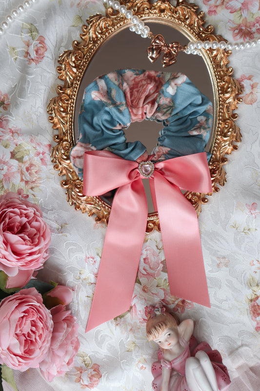 Regular Blue Floral Scrunchie