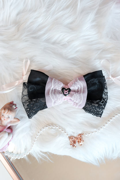 Black and Pink Lace Bow